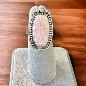 Native Pink Carved Conch Ring in Sterling Silver